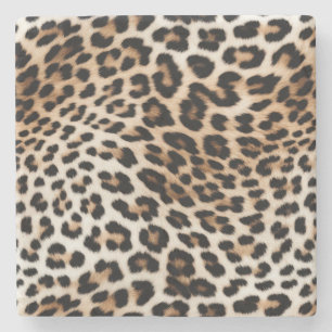 Cream Black Leopard-afdrukken Stenen Onderzetter