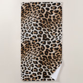 Cream Black Leopard-afdrukken Strandlaken (Voorkant)
