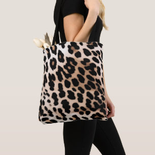 Cream Black Leopard-afdrukken Tote Bag