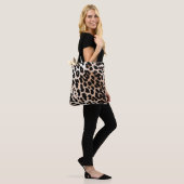 Cream Black Leopard-afdrukken Tote Bag (Op model)