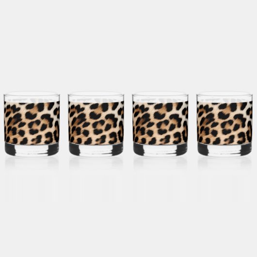 Cream Black Leopard-afdrukken Whisky Glas (Voorkant)