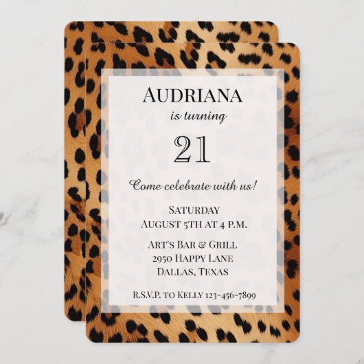 Cream Black Leopard Animal Print Verjaardag Kaart (Voorkant / Achterkant)