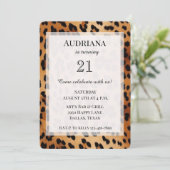 Cream Black Leopard Animal Print Verjaardag Kaart (Staand voorkant)