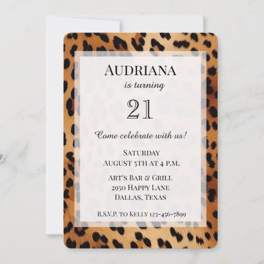 Cream Black Leopard Animal Print Verjaardag Kaart (Voorkant)