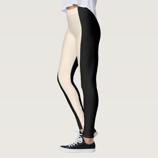 Cream & Black Stripe Moderne Chic Lounge Gym Leggings (Links)