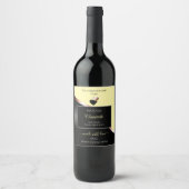 Cream Black Wavy Roos Gold Hearts Productlabels Wijn Etiket (Voorkant)