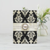 Cream & Black Wedding Rehearsal Dinner Invitation Kaart (Staand voorkant)