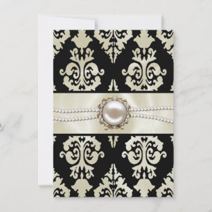 Cream & Black Wedding Rehearsal Dinner Invitation Kaart