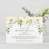 Cream bloem bruids douche uitnodiging (Staand voorkant)
