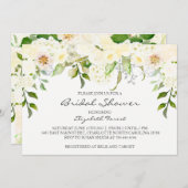 Cream bloem bruids douche uitnodiging (Voorkant / Achterkant)