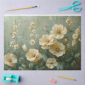 Cream bloemen op groene achtergrond tissuepapier (Craft)