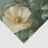 Cream bloemen op groene achtergrond tissuepapier (Detail)