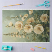 Cream bloemen op groene achtergrond tissuepapier (Craft)