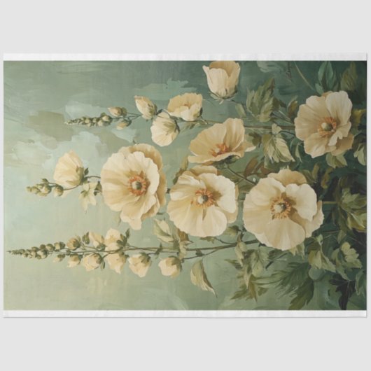 Cream bloemen op groene achtergrond tissuepapier (Voorkant)