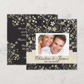 Cream-bloemen zwart op je foto kaart (Voorkant / Achterkant)