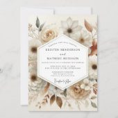 Cream Bloom Romance Wedding Kaart (Voorkant)
