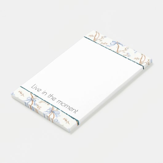 Cream Blue Bows Floral Post-it® Notes (Schuin)
