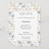 Cream Blue Bows Kaart (Voorkant / Achterkant)