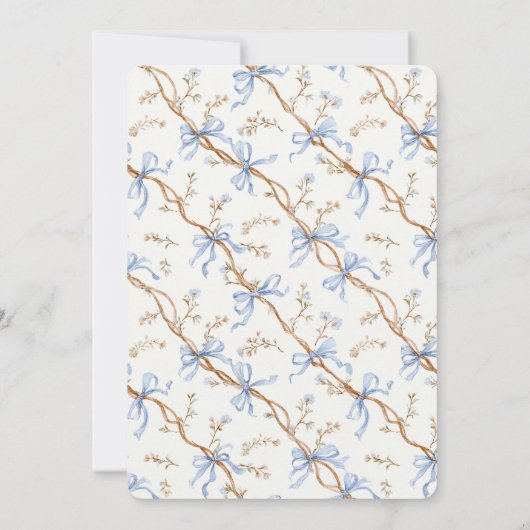 Cream Blue Bows Kaart (Achterkant)
