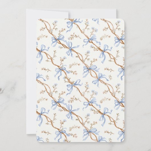 Cream Blue Bows Kaart (Achterkant)