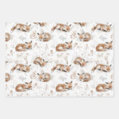 Cream Blue Brown Snowflakes Birds Fox Christmas Inpakpapier Vel (Voorkant 3)