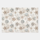 Cream Blue Brown Snowflakes Birds Fox Christmas Inpakpapier Vel (Voorkant)