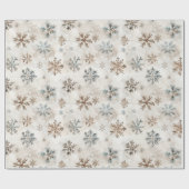 Cream Blue Brown Snowflakes Christmas Cadeaupapier (Vlak)