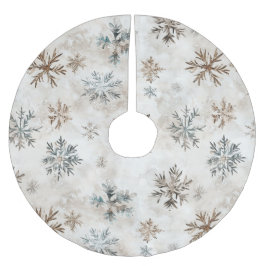 Cream Blue Brown Snowflakes Christmas Kerstboom Rok