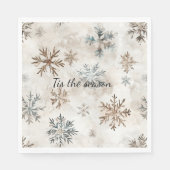 Cream Blue Brown Snowflakes Christmas Servet (Voorkant)