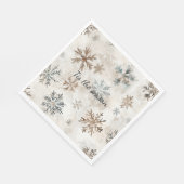 Cream Blue Brown Snowflakes Christmas Servet (Hoek)