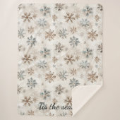Cream Blue Brown Snowflakes Christmas Sherpa Deken (Voorkant)