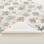 Cream Blue Brown Snowflakes Christmas Sherpa Deken (3/4)