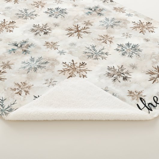 Cream Blue Brown Snowflakes Christmas Sherpa Deken (3/4)