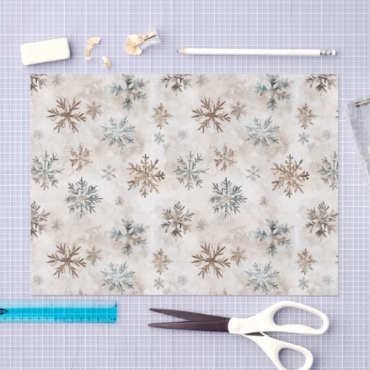 Cream Blue Brown Snowflakes Christmas Tissuepapier (Craft)