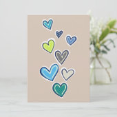 Cream Blue Green Hearts Baby shower Kaart (Staand voorkant)