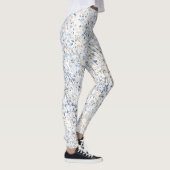 Cream Blue Paint Splatter Abstract Leggings (Rechts)