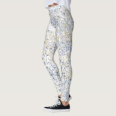 Cream Blue Paint Splatter Abstract Leggings (Links)
