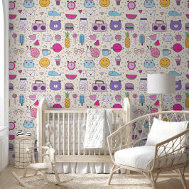 Cream & Blue pattern for Your Kid Room Behang