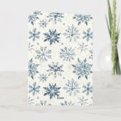 Cream Blue Snowflakes Christmas Let It Snow Kaart (Achterkant)