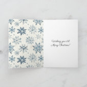 Cream Blue Snowflakes Christmas Let It Snow Kaart (Binnen)