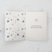 Cream Blue Snowflakes Christmas Tree Kaart (Binnen)