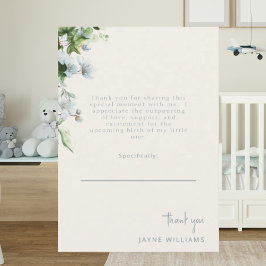 Cream Blue Text Message Ivy Baby shower Dank je we Bedankkaart