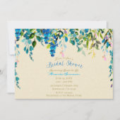 Cream Blue Waterverf Floral Flowers Vrijgezellenfe Kaart (Voorkant)