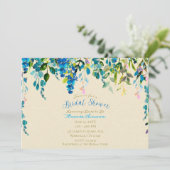 Cream Blue Waterverf Floral Flowers Vrijgezellenfe Kaart (Staand voorkant)