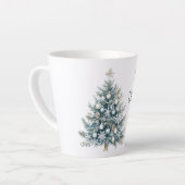 Cream Blue Winter Christmas Tree Latte Mok (Linkerhoek)