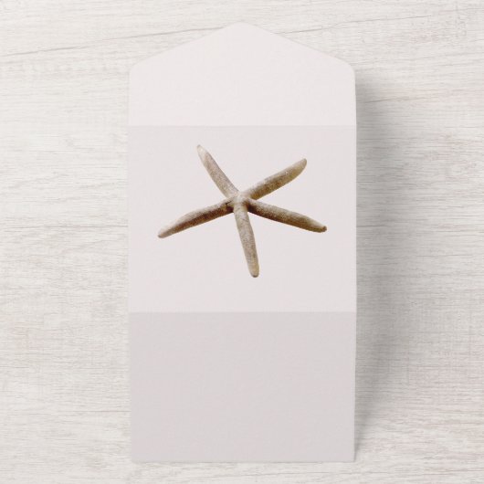 Cream Blush Beach Zeester Bruiloft All In One Uitnodiging (Buitenkant)