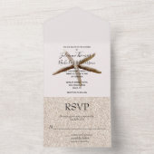 Cream Blush Beach Zeester Bruiloft All In One Uitnodiging (Binnen)