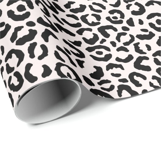 Cream Blush Black Leopard-printer Cadeaupapier (Rol Hoek)