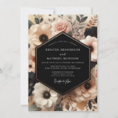 Cream Blush Floral Romance Wedding Kaart (Voorkant)