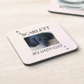 Cream Blush Minimal Pet Photo with Paw Prints Bier Onderzetter (Linkerzijde)